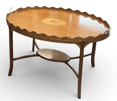 Lot 74 - An Edwardian oval mahogany, satinwood and...