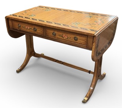 Lot 69 - A reproduction hand painted Sheraton Revival...