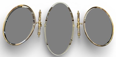 Lot 72 - A pair of modern oval brass framed wall...