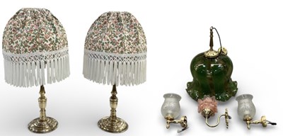 Lot 106 - A pair of modern brass table lamps, with...