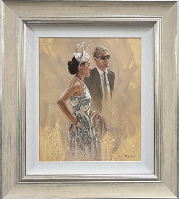 Lot 168 - MARK SPAIN; oil on board, 'Standing Couple at...