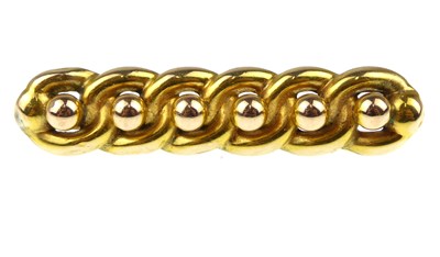 Lot 994 - A 9ct gold bead and chain link brooch, length...