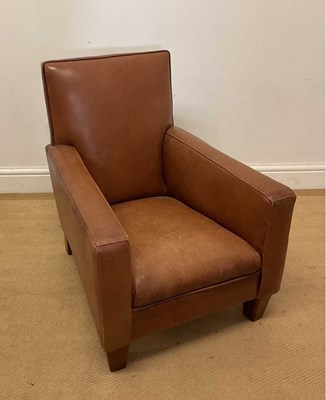 Lot 658 - A child's leather tub chair, 63 x 52 x 60cm.