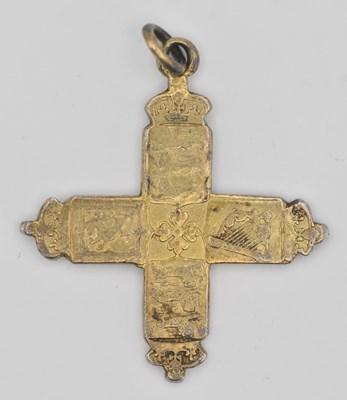 Lot 1359 - A yellow metal cross pendant, 3 x 3cm, approx...