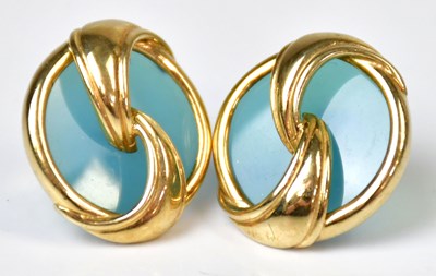 Lot 836 - A pair of 9ct yellow gold circular stud...