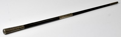 Lot 325 - A silver mounted lignum vitae swagger stick,...