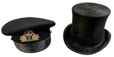 Lot 483 - A WWII Royal Navy Officer's black peaked cap,...