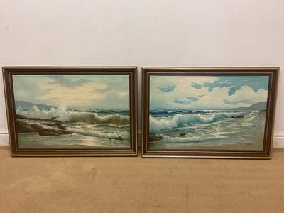 Lot 300 - SCHUBERT; a pair of oils on canvas, both waves...
