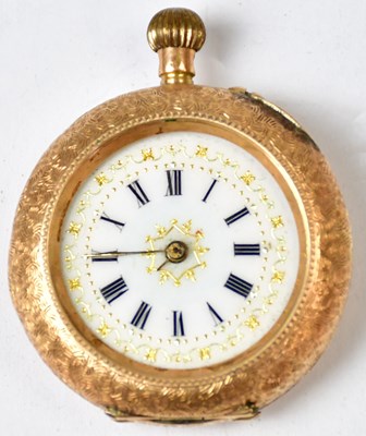 Lot 872 - A 14ct yellow gold Continental crown wind open...