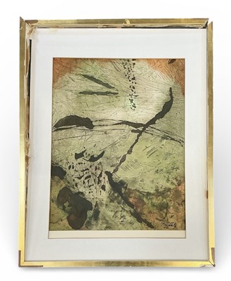 Lot 144 - JANINE MONGILLAT (1929-2002); abstract oil on...