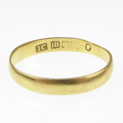 Lot 928 - A 19th century 18ct gold wedding ring, size Q,...