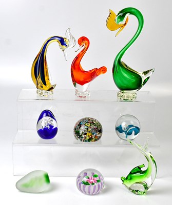 Lot 240 - Various glassware, including paperweights,...