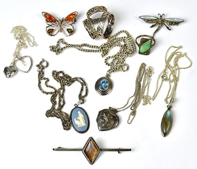 Lot 853 - A group of sterling silver jewellery,...