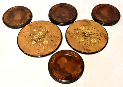 Lot 301 - A pair of Sorrento marquetry inlaid walnut...