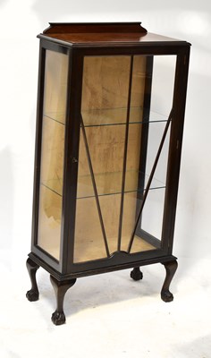 Lot 35 - A 1930s mahogany display cabinet with sunburst-...