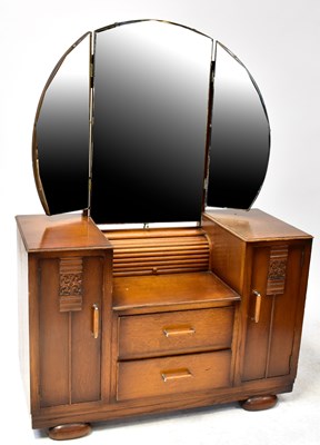 Lot 33 - A 1930s oak dressing table with triptych...