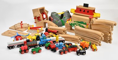 Lot 2229 - BRIO; a wooden train tracking, carriages,...