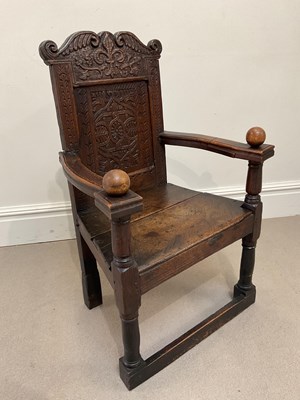 Lot 1035 - A 17th century and later carved oak wainscot...