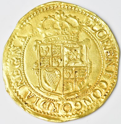 Lot 606 - A Charles I Unite twenty shillings gold coin,...