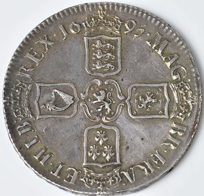 Lot 595 - A William III silver crown, 1695, approx. 30g....
