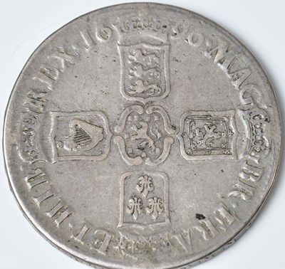 Lot 596 - A William III silver crown, 1696, approx. 30g....