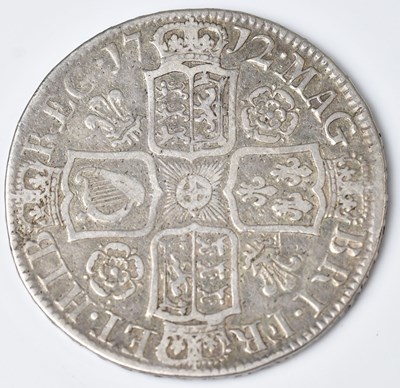 Lot 600 - A Queen Anne silver half-crown, 1712, approx....