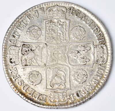 Lot 602 - A George II silver half-crown, 1743, approx....
