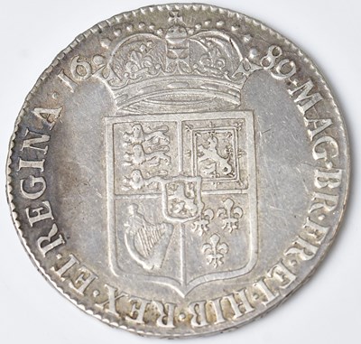 Lot 594 - A William III silver half-crown, 1689, approx....