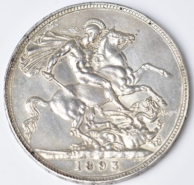 Lot 619 - A Victorian silver crown, 1893, approx. 28.4g....