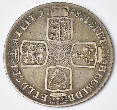 Lot 604 - A George II silver shilling, 1758, approx....