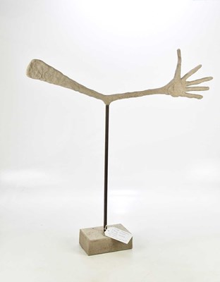 Lot 1288 - AFTER GIACOMETTI; a concrete and steel figure,...