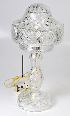 Lot 84 - A cut glass mushroom-shaped table lamp, height...