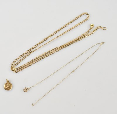 Lot 422 - A 9ct gold fine link necklace, length 460mm, a...