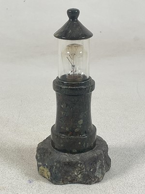 Lot 87 - A Cornish serpentine stone table lamp in the...
