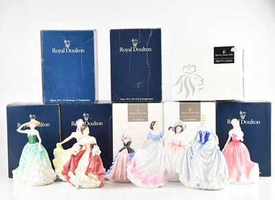Lot 1414 - ROYAL DOULTON; a collection of eight figures...