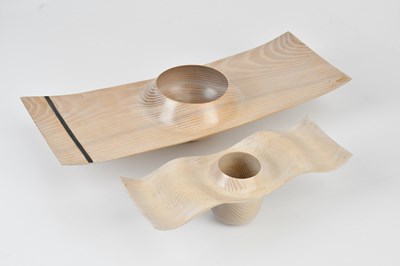 Lot 1283 - KEVIN HUSTON; two ash footed bowls, including...
