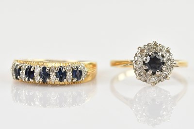 Lot 533 - A yellow metal diamond and sapphire sixteen...