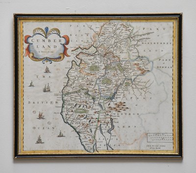 Lot 1689 - ROBERT MORDEN; a hand tinted map of Cumberland,...