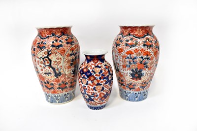 Lot 382 - A pair of Japanese Meiji period baluster vases...