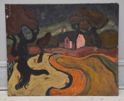 Lot 128 - MARY GASKELL (MAJOR); oil on board, farmhouse...