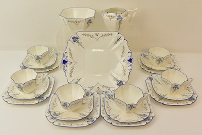 Lot 201 - SHELLEY; a twenty-one piece Art Deco tea set...