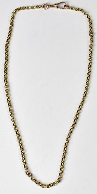 Lot 823 - A yellow metal belcher link chain, length 44cm,...