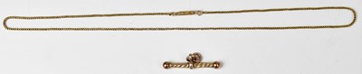 Lot 821 - A yellow metal chain link necklace, the...