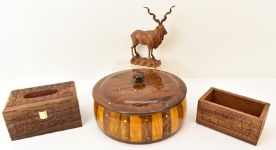 Lot 298 - Various wooden items including a large Middle...