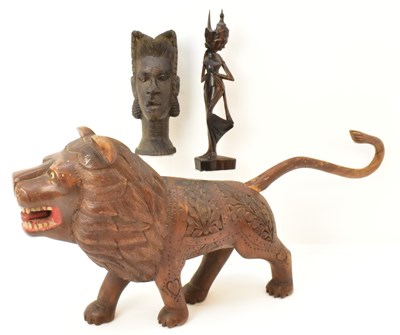 Lot 271 - A large African folk-art style carved wooden...