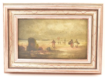 Lot 388 - A 19th century oil on canvas, coastal fishing...