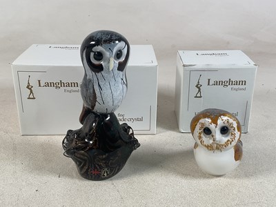 Lot 176 - LANGHAM GLASS; two figures of owls, one...