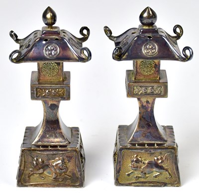 Lot 554 - A pair of c. 1900 Japanese sterling silver...