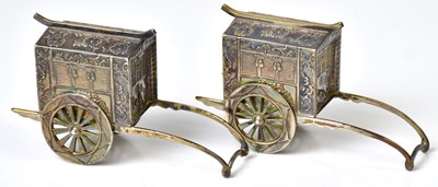 Lot 555 - A pair of c. 1900 Japanese silver salt and...
