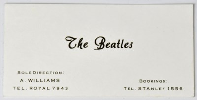 Lot 356 - THE BEATLES; an original business card for the...